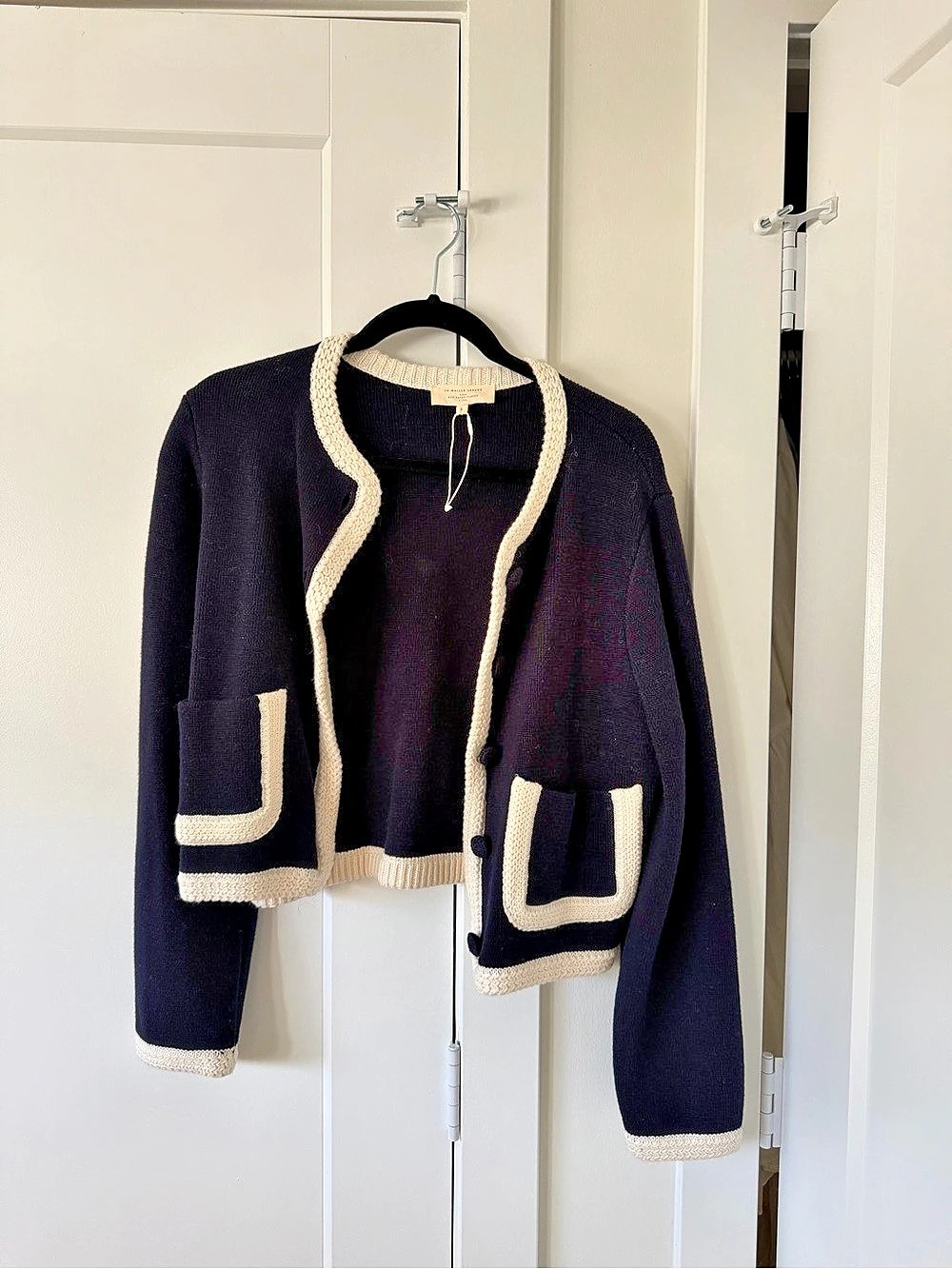 La Maille Muse August Jacket Cardigan Jacket in Black & Cream Size Small Like